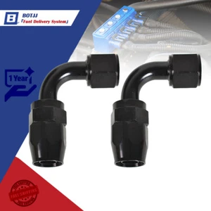 2Pcs 10AN AN10 90° 90 Dgree Fuel Swivel Fitting Hose End Oil Fuel Adaptor Black - Foto 1 di 7