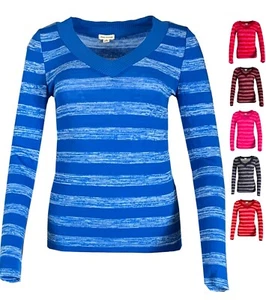 V-Neck Striped Pullover Knit SWEATER TOP Sz S ~ L - Picture 1 of 10