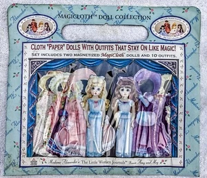 LITTLE WOMEN JOURNALS AMY AND MEG MAGICLOTH CLOTH PAPER DRESS UP MAGNETIC DOLLS - Picture 1 of 4