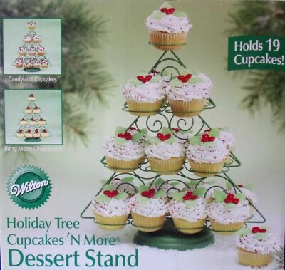 WILTON Holiday Tree Cupcakes N More Dessert Stands Holds 19 Cupcakes - Image 1 of 4