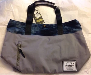 HERSCHEL Alexander Acid Washed Denim Lined Tote Travel Bag  NEW NWT - Picture 1 of 11