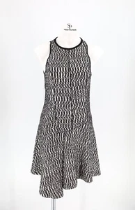 Derek Lam 10 Crosby Size 4 Asymmetrical Boucle Black White Woven Mini Dress - Picture 1 of 13