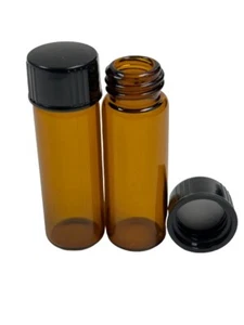 144 Pcs AMBER 1 Dram Glass Vials W/Screw Cap Foam Liner [15mmx45mm) - Picture 1 of 4