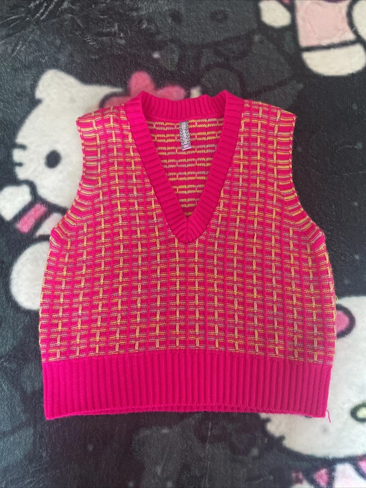 ☆ Chaleco suéter rosa pequeño para mujer  Foto 1 de 3