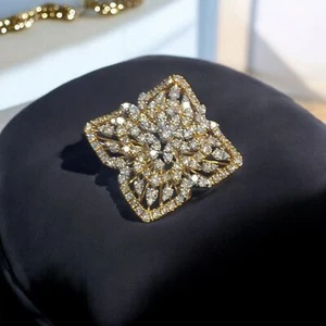 Real 3.01 TCW Round Brilliant Cut Natural Diamonds Cocktail Ring 14K Yellow Gold - Picture 1 of 10