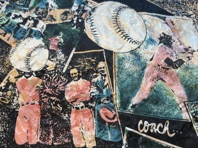 Camisa Robert Stock L 100% Seda Lavable Tema BÉISBOL Cuello Abotonado Foto 1 de 4