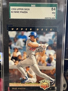 Tarjeta de novato Mike Piazza Star 1993 Upper Deck #2 - SGC CASI NUEVA 7 - Imagen 1 de 2