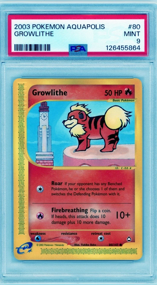 Pokemon STRONG PSA 9 Growlithe 80 Aquapolis - Image 1 of 1