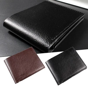 Genuine Leat her Men Wallets Real Cowhide Wallet For Man Short Walete Black - Picture 1 of 13