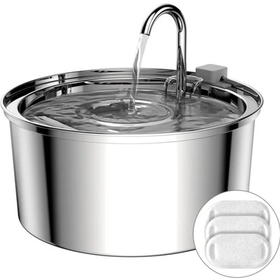 Katzenbrunnen Edelstahl, Wasserfall, Wasserhahn-Design, 3,2 L, spülmaschinenfest - Bild 1 von 4