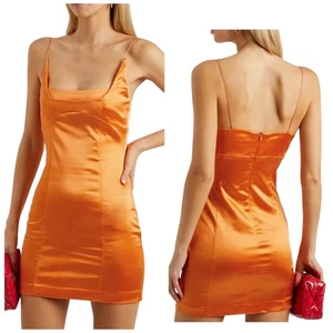 Bec + Bridge Stella Minikleid Mandarine Satin Neu mit Etikett Größe 8 Orange - Bild 1 von 8