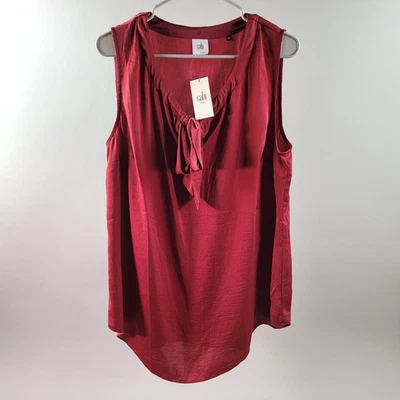Top Cabi para mujer talla grande borgoña sin mangas ligero detalle de lazo nuevo con etiquetas Foto 1 de 4