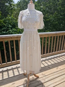 Adrianna Papell Cream Evening Dress Special Occasion Beaded Embroidered Sequins - Picture 1 of 10