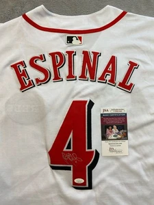 CINCINNATI REDS SANTIAGO ESPINAL AUTOGRAPH #4 HOME WHITE NIKE JERSEY JSA CD81198 - Picture 1 of 5