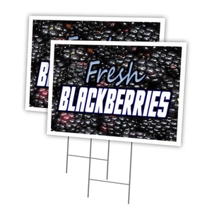 Fresh Blackberries 2 Pack of 12" x 16" Yard Sign & Stake Outdoor Plastic Wind... - Picture 1 of 3
