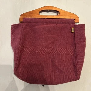 Artesanias Mr Pinzon Woven Pink Purse Wooden Handles Made In Mexico Used One Sz - Picture 1 of 16