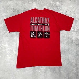 Camiseta roja XL vintage de triatlón Alcatraz "Dig, Dash, Dive" de San Francisco - Imagen 1 de 19