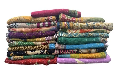 INDISCHE KANTHA GROSSHANDEL VINTAGE DECKE ÜBERWURF QUILT BÖHMISCHE TAGESDECKE - Bild 1 von 4