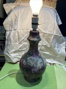 upcycled Ceramic decoupage.  table lamp Base  Gothic Style 37cm H X 11cm W - Picture 1 of 11