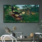 Leinwand Bild Wandbild Canvas 120x60 Malerei Dschungel Tiere Tiger Obst Bume