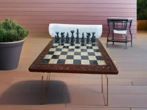 Set di Pezzi Scacchi in Marmo Nero e Pietra Corallo/Onice – Senza Scacchiera - Foto 1 di 6