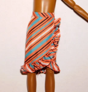 Creatable World Striped Ruffle Skirt Orange Teal Black White Stripe Doll Clothes - Picture 1 of 2