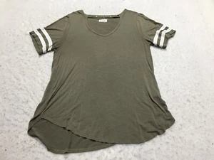 Maurices 24/7 Shirt Womens XL Green Short Sleeve Scoop Neck Keyhole Curved Hem - Picture 1 of 12