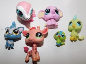 LPS Littlest Pet Shop Lot of 6 Different Animals Giraffe, Parakeet, Bird, Seal - Picture 1 of 2