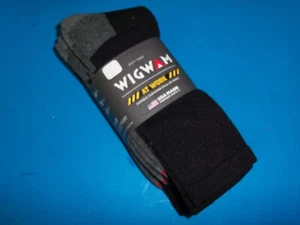 3 PK Wigwam BLACK & GRAY WORK Dress Socks White XL Mens 12-15 New 3 PACK AH - Picture 1 of 1