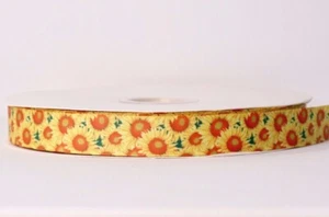 YELLOW SUNFLOWER 7/8" Grosgrain Ribbon 1,3,5,10 Yard SHIP FROM USA FACE MASK  - Picture 1 of 1