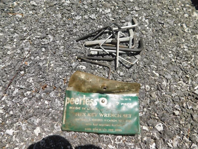 Vtg 1960 Peerless 7 Pieces Hex Key Wrench Set No HK 7S 1/4 to 5/64 Steel USA - Image 1 of 4