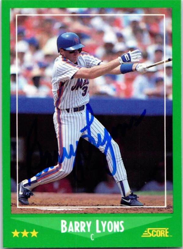 Barry Lyons autographed baseball card (New York Mets) 1988 Score GLOSSY #387 - Image 1 of 1