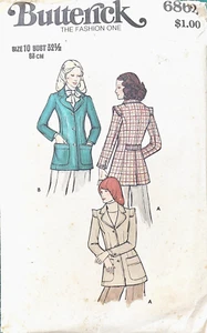 BUTTERICK 6862 1970’s Jacket Sewing Pattern. Size 10 - Bust 83cm. - Picture 1 of 2