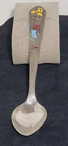 Rare Vintage Ukraine Engraved Pinocchio Baby Child Spoon 916 Silver - Picture 1 of 8