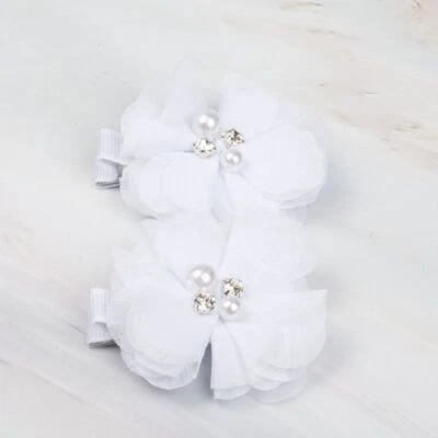 Pinzas de flores de gasa - Pinza de cabello lisa para cabello de bebé mini pasador accesorio para el cabello 2 piezas Foto 1 de 4