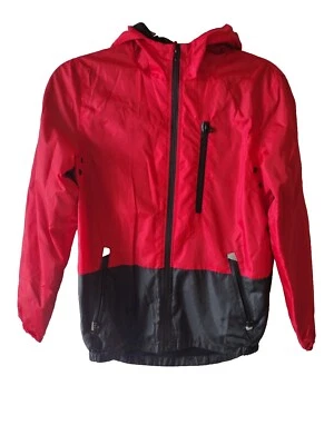 Southpole 风衣男式 M 连帽衫红色黑色拉链口袋色块青少年 — 第 1/4 张图片