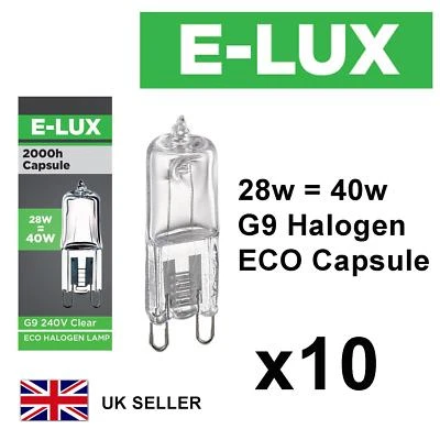10 x G9 28w=40w DIMMABLE NARTEL ECO HALOGEN ENERGY SAVING bulbs Capsule 240V - Image 1 of 3