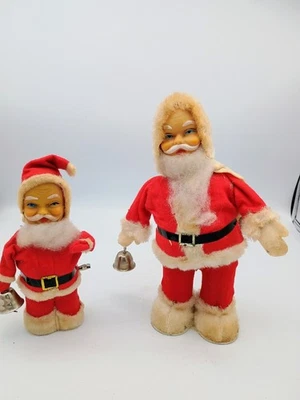 Bonecas mecânicas de Papai Noel vintage de borracha com corda Japão * Lote de trabalho 2 - Imagem 1 de 4