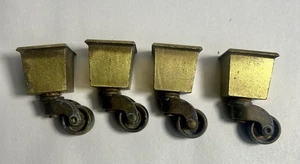 Juego de 4 ruedas cuadradas vintage de latón macizo de 1 pulgada - Imagen 1 de 7