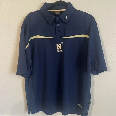 Navy Midshipmen Polo Shirt Mens M Blue Polyester Nike Team Swoosh Navy Univer - Image 1 of 4