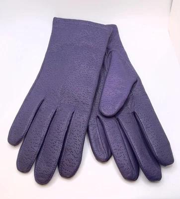 Guantes forrados de cuero genuino púrpura Fownes vintage para mujer talla 8 Foto 1 de 4