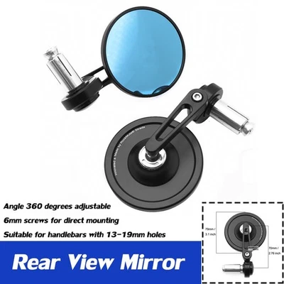 Cafe Racer Black Round End Bar Side Mirrors For TUONO R139 TUONO 125 50 MANA 850 - Image 1 of 4