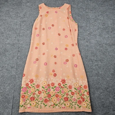 Vintage No Boundaries Dress Womens 7 Y2K Gingham Orange Floral Picnic Phoebe 90s - Image 1 of 4