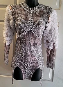 Perlen Strass Blume Body Party Performance Show Kostüm Club Wear - Bild 1 von 5