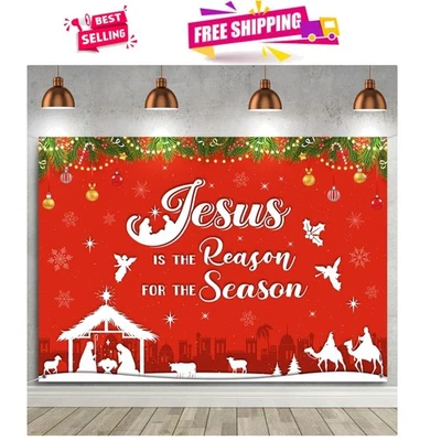 Jesus is The Reason for the Season 7x5 英尺圣诞宗教背景横幅 — 第 1/4 张图片