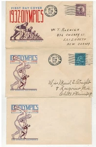 1932 LOS ANGELES SUMMER OLYMPICS 718/719 SET OF 4 DECKER CACHETS FDC & MINT - Picture 1 of 2