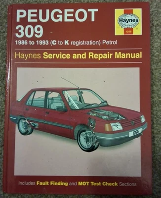 Haynes Manual – Peugeot 309 Petrol (1986–1993) – Service & Repair – No. 1266 - Image 1 of 4