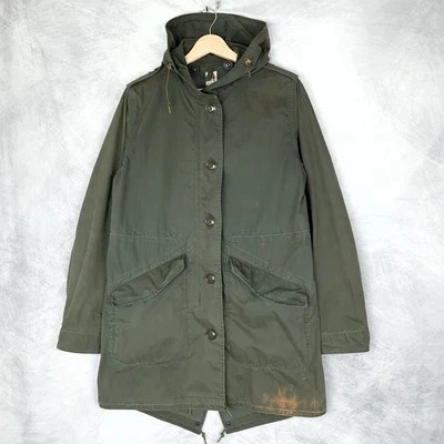 Chaqueta Relwen Fishtail Mujer Pequeña Verde Con Capucha Parka Abrigo de Campo Utilitario Foto 1 de 4