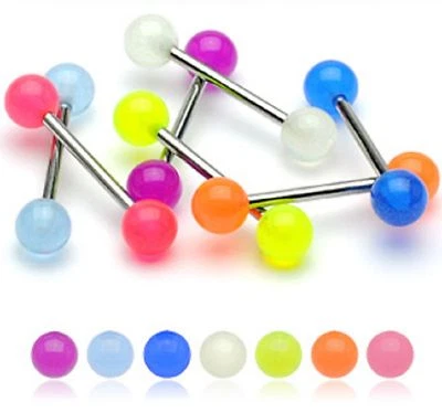 Anel de língua de aço cirúrgico 316L com bola brilhante no escuro - Imagem 1 de 2