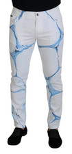 Dolce & Gabbana White Blue Denim Stretch Skinny Jeans IT52 XL
